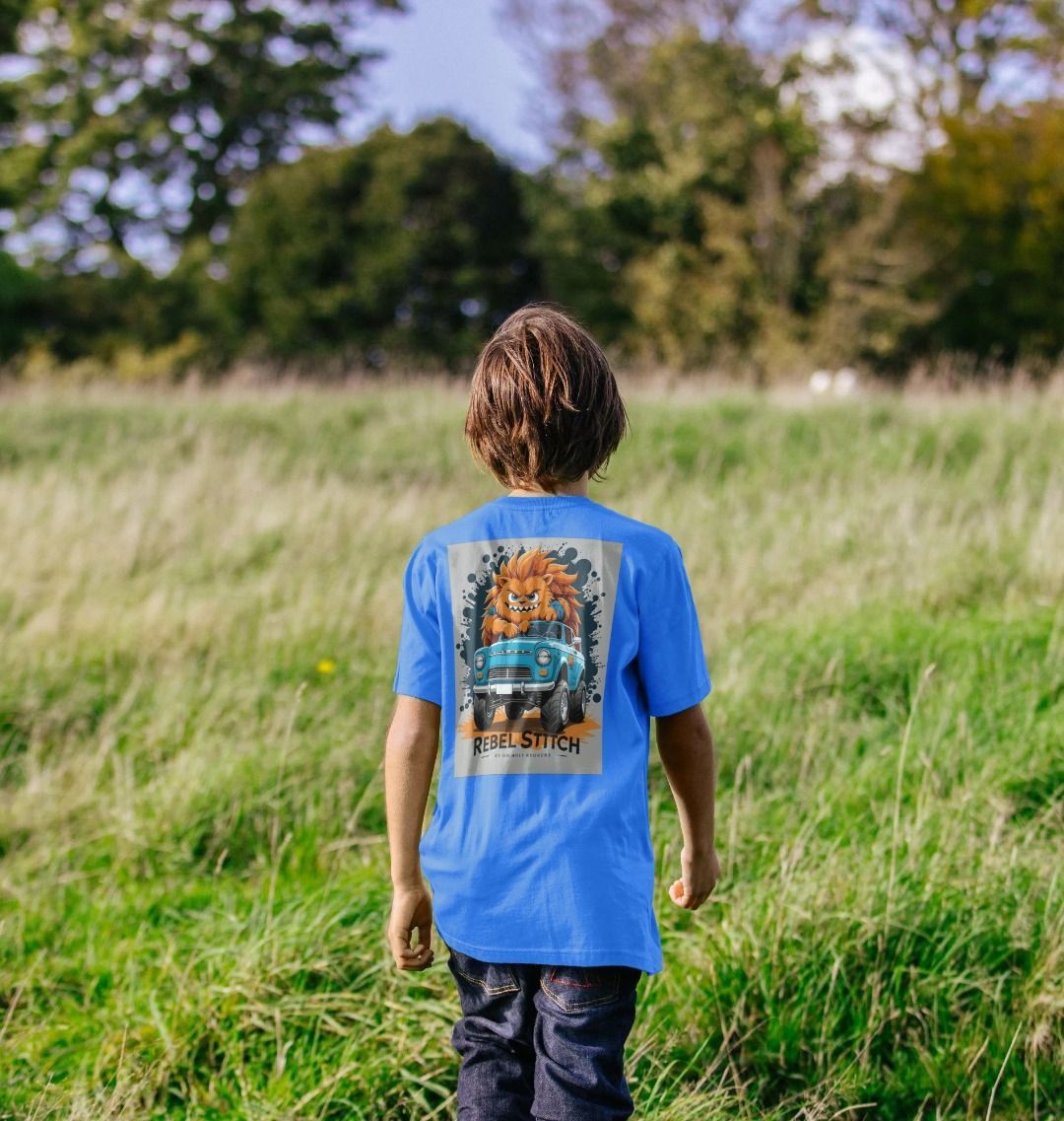 Camiseta de manga corta para niños de algodón premium Rebel Stitch con estampado en la espalda de Monster Truck n.° 2