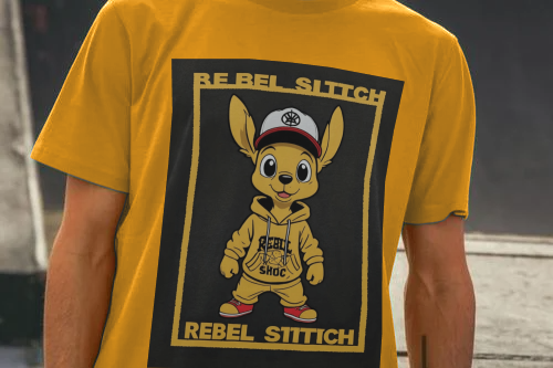 Rebel Stitch – Kurzärmliges T-Shirt aus hochwertiger Baumwolle mit Main Line-Aufdruck auf der Vorderseite Nr. 3