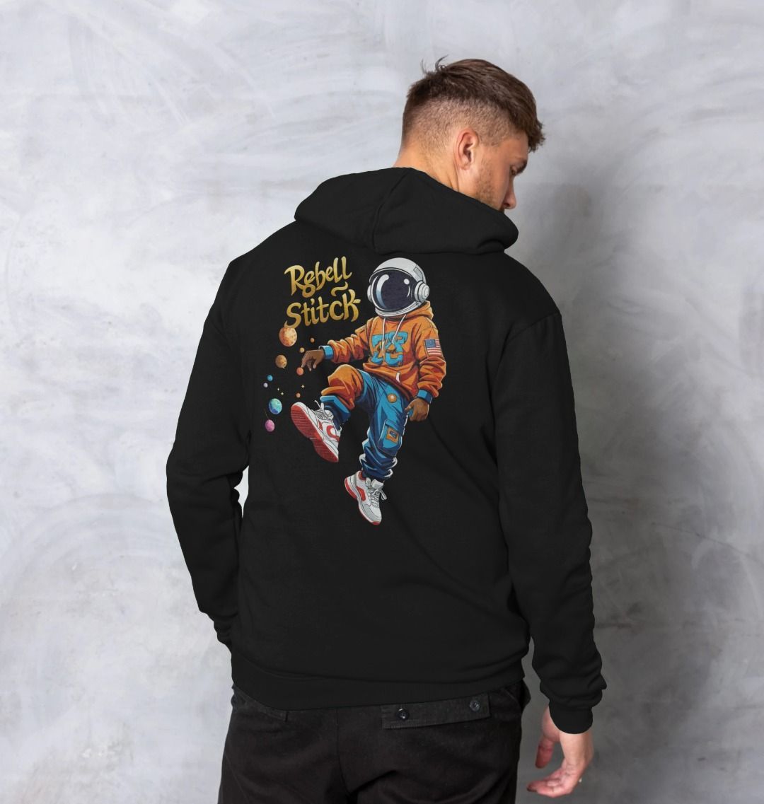 Rebel Stitch Premium Baumwoll-Hoodie „Space Edition“ mit Rückendruck #3