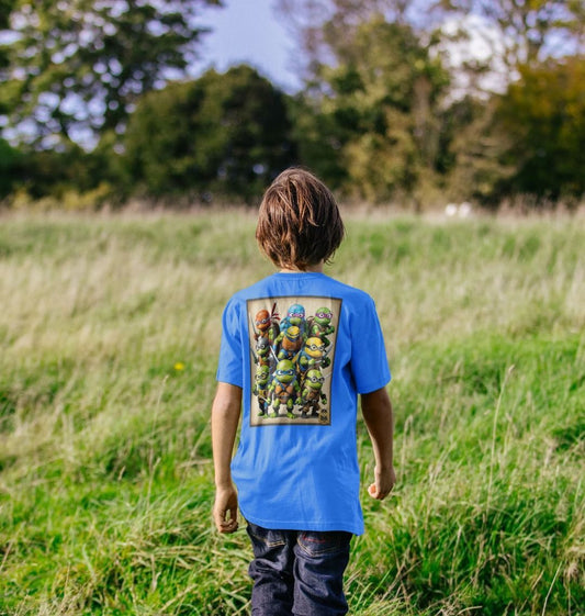 Rebel Stitch Kinder-T-Shirt aus hochwertiger Baumwolle mit kurzen Ärmeln, TMNM-Rückenaufdruck Nr. 2