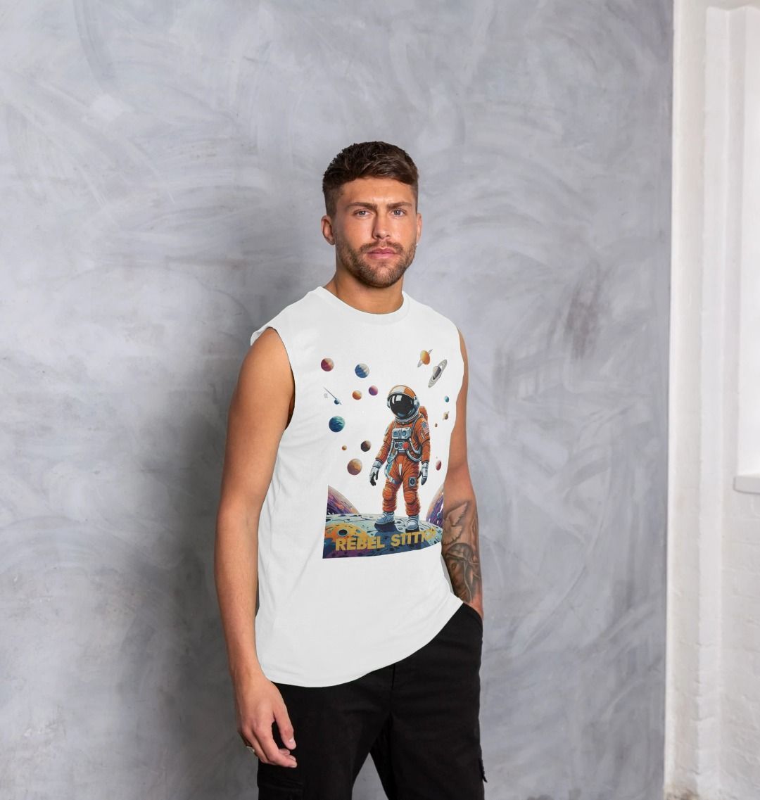 Rebel Stitch Premium Cotton Vest Space Edition Front Print #4