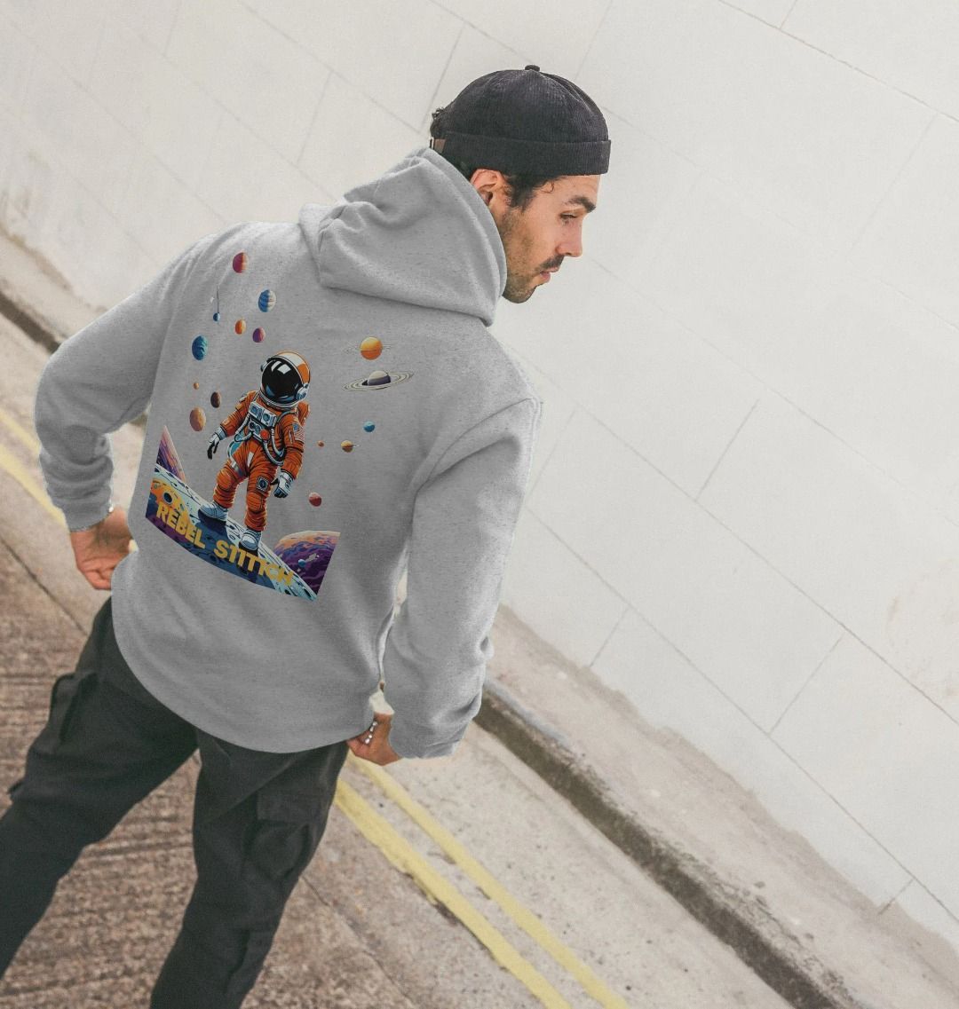 Rebel Stitch Premium Cotton Hoodie Space Edition Back Print #4