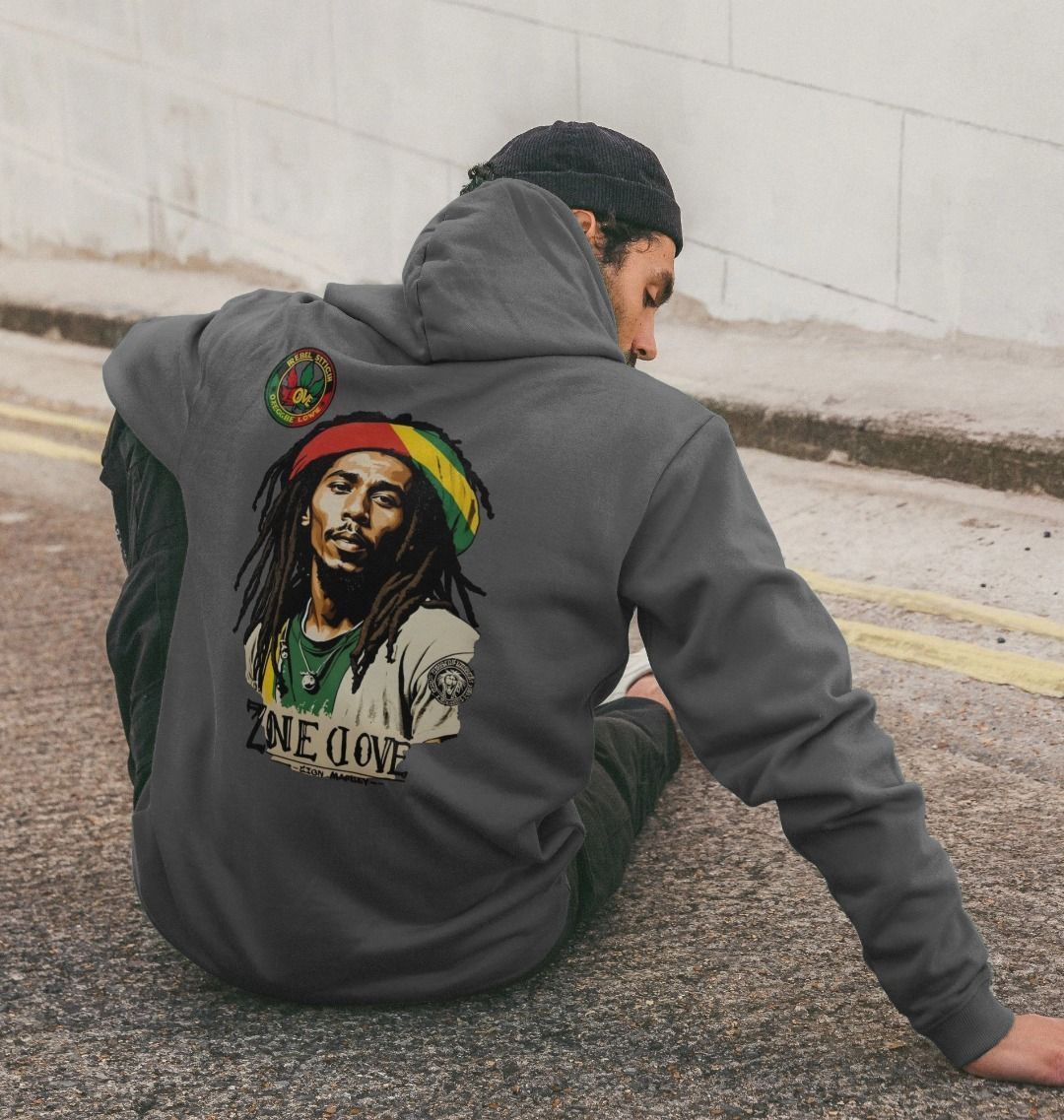 Rebel Stitch Premium Cotton Hoodie Zion-One Love Back Print #4